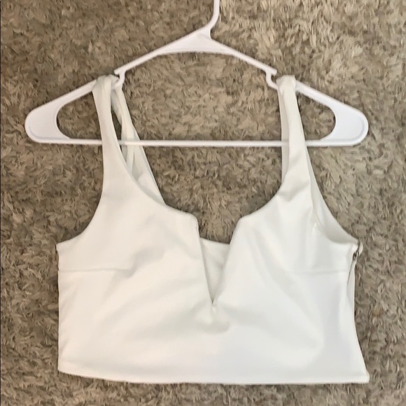 White V- Cut Crop Top - Picture 2 of 4